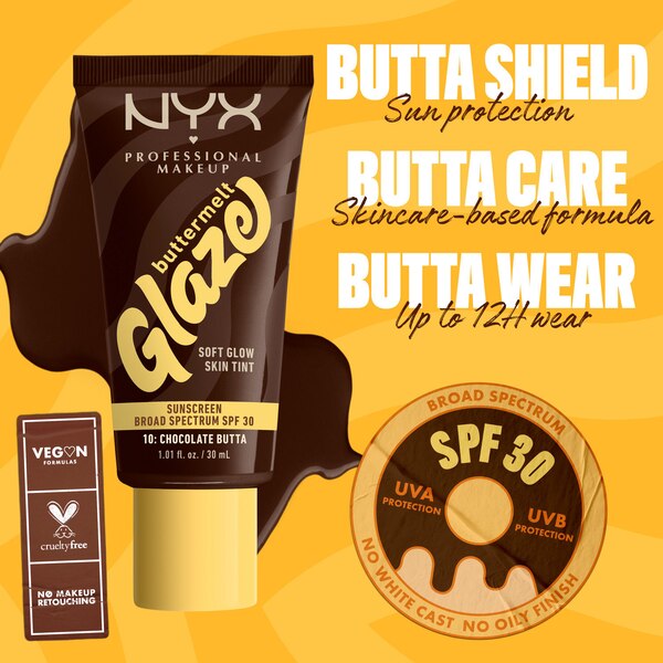 NYX Professional Makeup Buttermelt Glaze Skin Tint, SPF 30