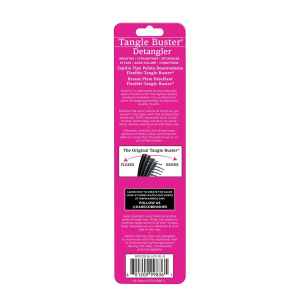 KareCo Tangle Buster Hair Brush, Black