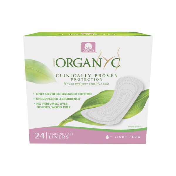 Organyc - Protectores diarios de algodón orgánico para piel sensible, ligeros, doblados, 24 u.