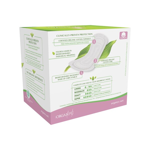 Organyc - Protectores diarios de algodón orgánico para piel sensible, ligeros, doblados, 24 u.