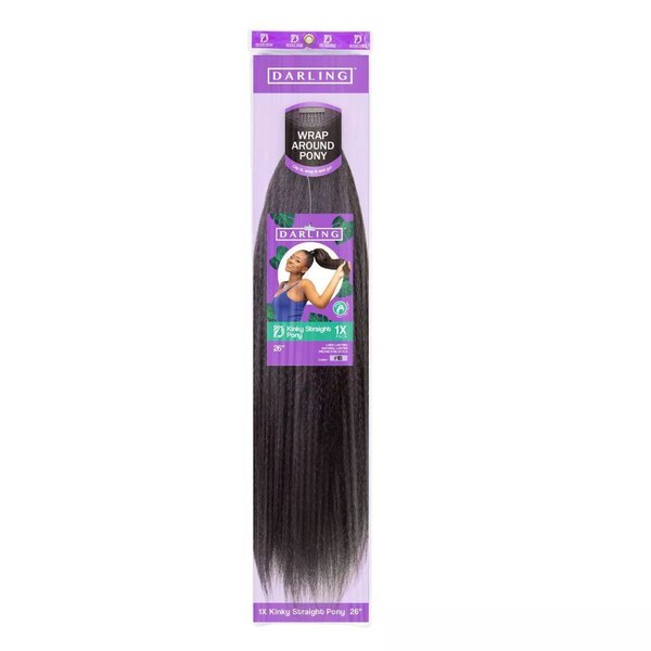 Darling Kinky Straight Wrap Around Ponytail, 1 Jet Black, 26 IN