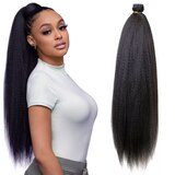 Darling Kinky Straight Wrap Around Ponytail, 1B Black, 26 IN, thumbnail image