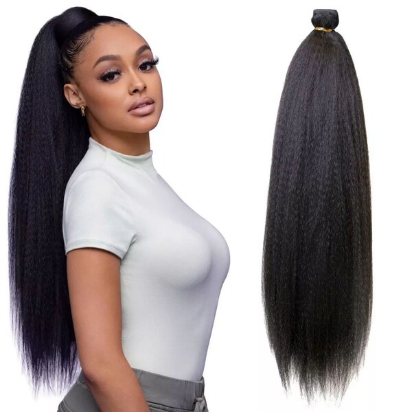 Darling Kinky Straight Wrap Around Ponytail, 1B Black, 26 IN