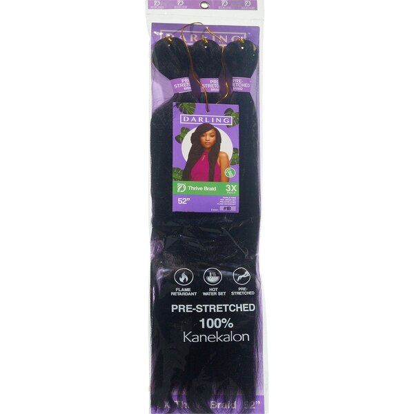 Darling Pre-Stretched Thrive Braid Hair, 1B Black, 52 IN, 3 CT