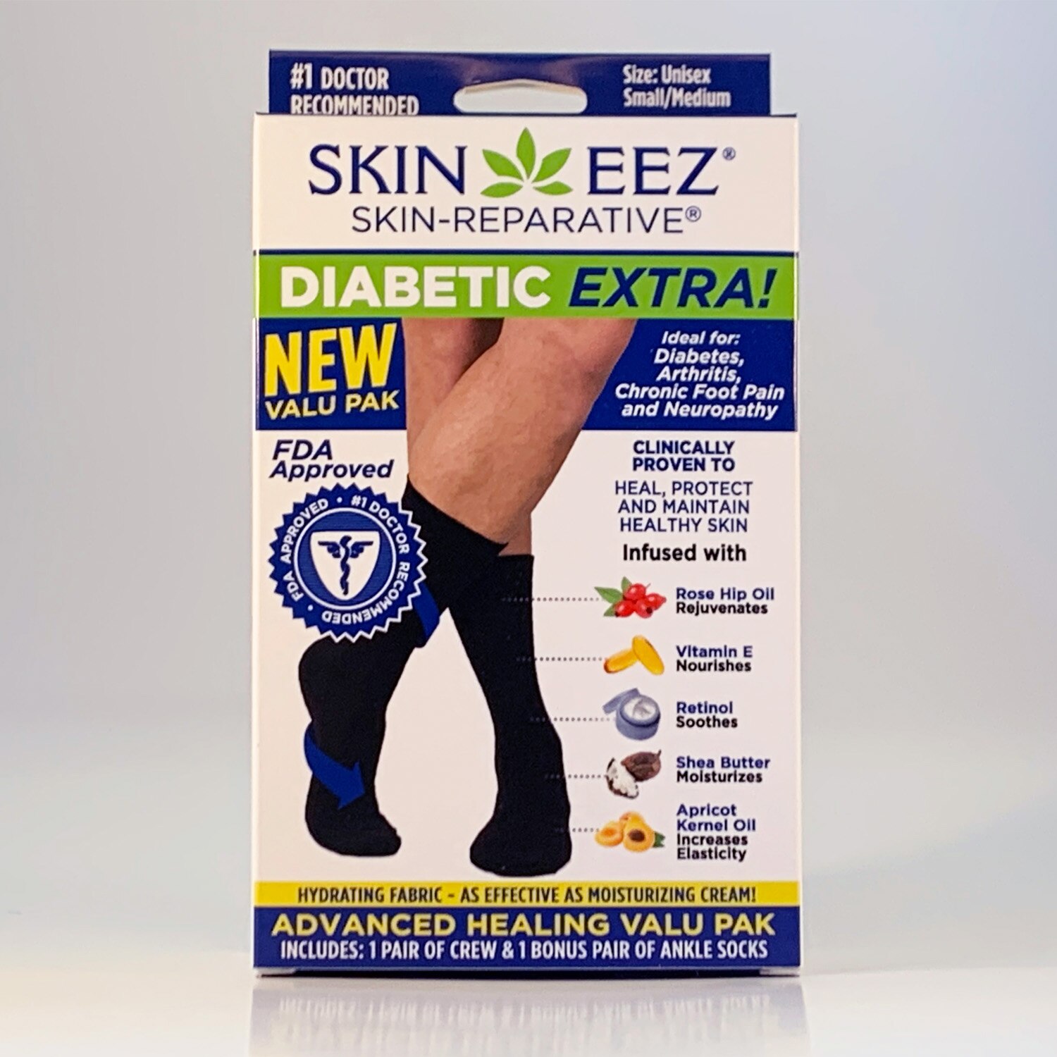 NEW: Skineez Hydrating Diabetic Sock 2pack S/M - CVS Pharmacy