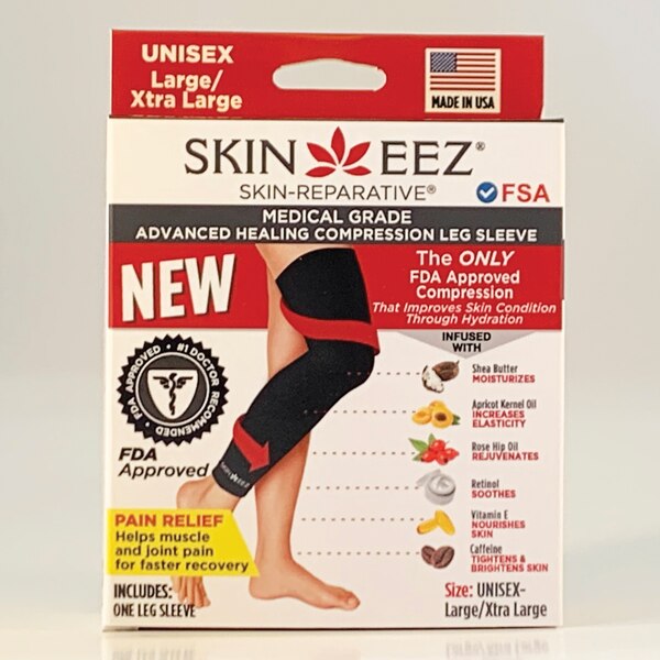 Skineez Medical Grade Compression Leg Sleeve, Black, L/XL