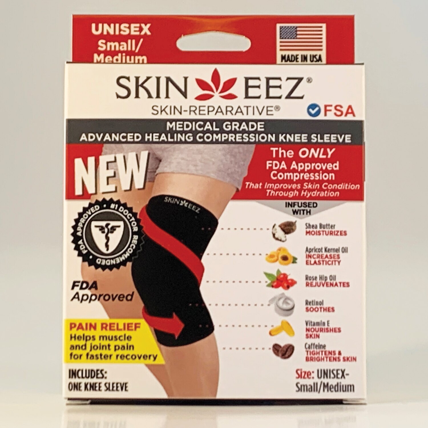 Skineez Medical Grade Compression 30-40mmHg Black Knee Sleeve (FSA ...