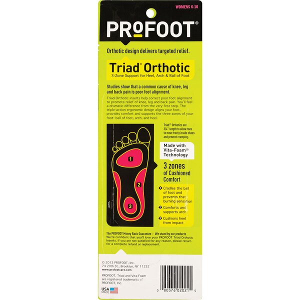 Profoot Triad Orthotic, Women's Fits All