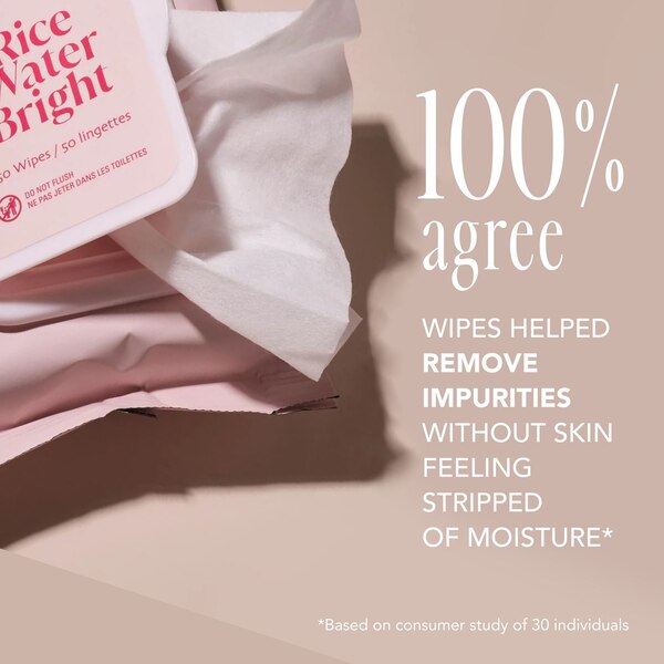 The Face Shop Rice Water Bright Cleansing Facial Wipes, Vegan, 50 CT