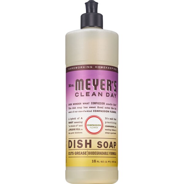 Mrs. Meyer's Clean Day Dish Soap, Compassion Flower Scent, 16 oz