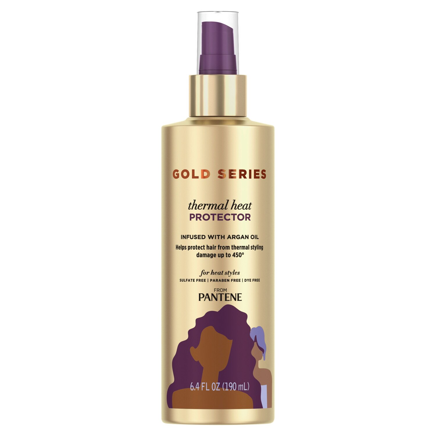Gold Series from Pantene Sulfate-Free Thermal Heat Protector Infused with Argan Oil for Curly, Coily Hair, 6.4 OZ