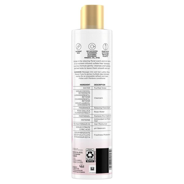 Pantene Nutrient Blends Miracle Moisture Boost Shampoo with Rose Water, 9.6 OZ