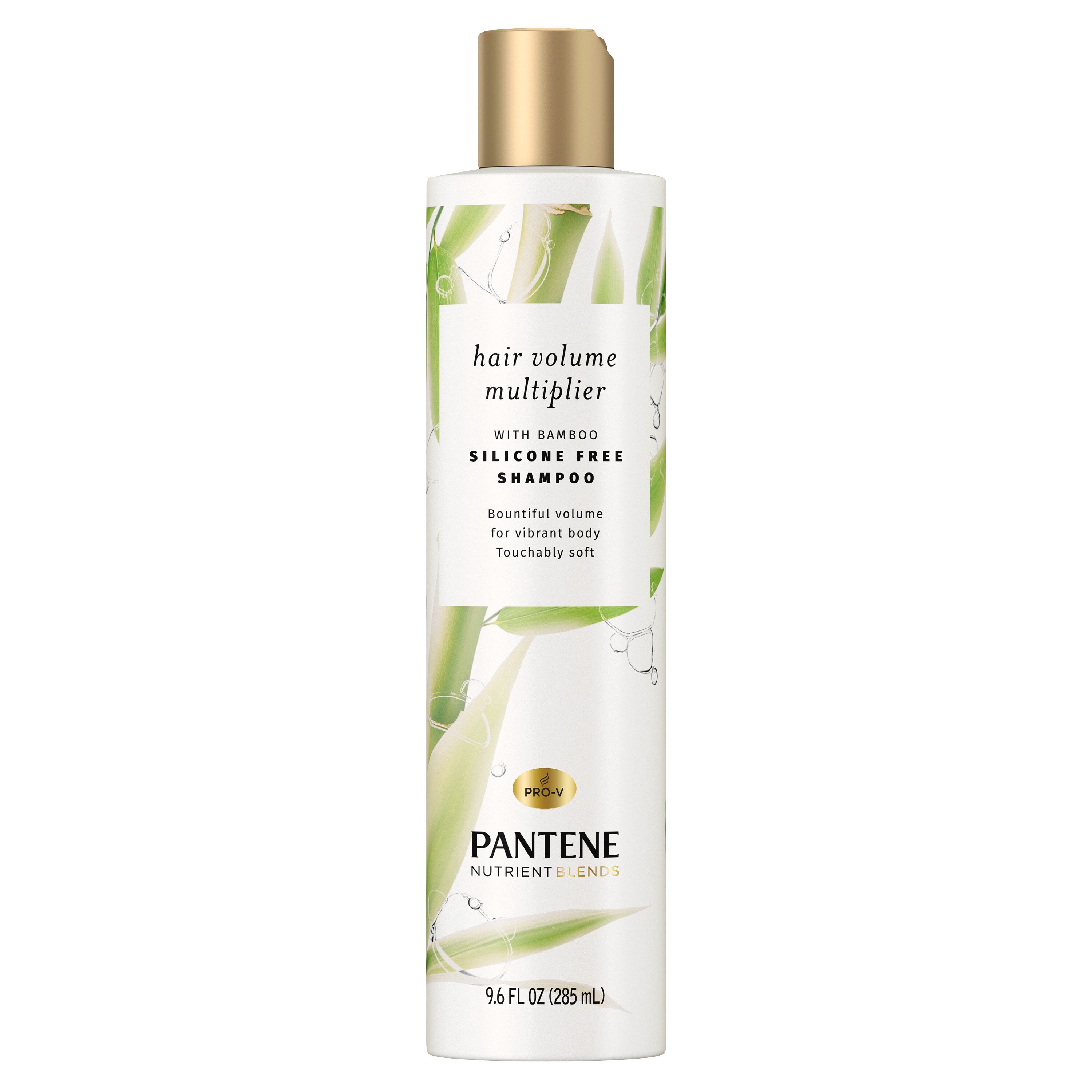 Pantene Nutrient Blends Bamboo Hair Volume Multiplier - Champú sin silicona para cabello fino, 9.6 oz