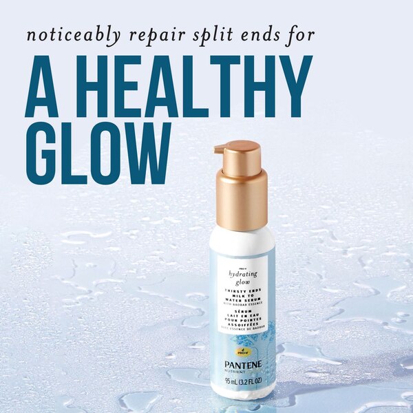 Pantene Nutrient Blends Hydrating Glow Thirsty Ends Milk to Water Hair Serum, 3.2 OZ