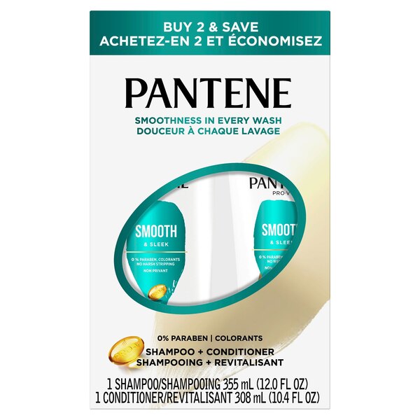Pantene Pro-V Smooth & Sleek Shampoo & Conditioner Dual Pack, 22.4 OZ