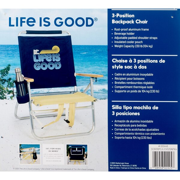 Life is Good Aluminum Backpack Chair, Navy