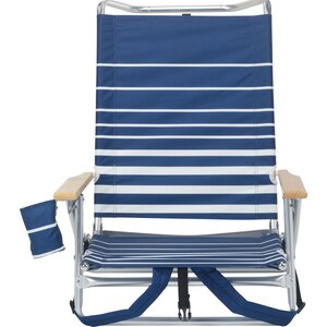 Rio Beach 5-Position Backpack Beach Chair, Navy & White Stripe