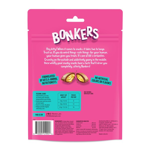 BONKERS Crunchy and Soft Cat Treats, Seafood & Eat It! Flavor, 6.3oz