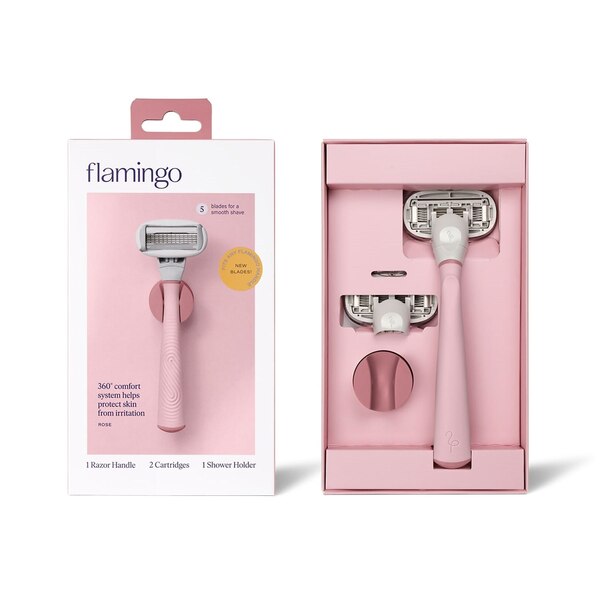 Flamingo Women's 5-blade Razor with Replacement Blade Cartridge
