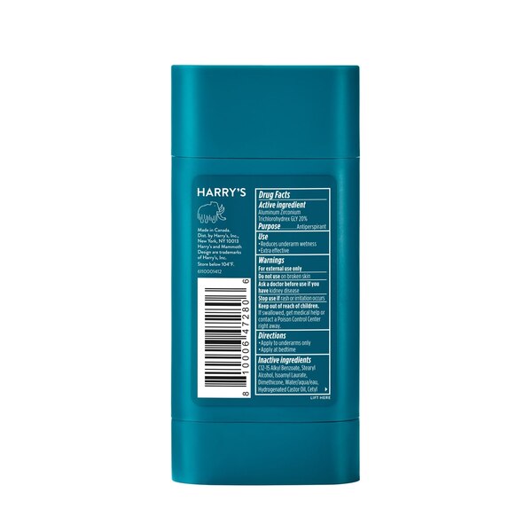 Harry's Odor & Enhanced Sweat Control Extra Strength Antiperspirant Stick, Redwood, 2.5 OZ