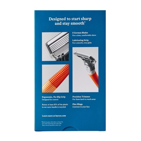 Harry's 5-Blade Razor Blade + 4 Razor Blade Refills, Orange Truman
