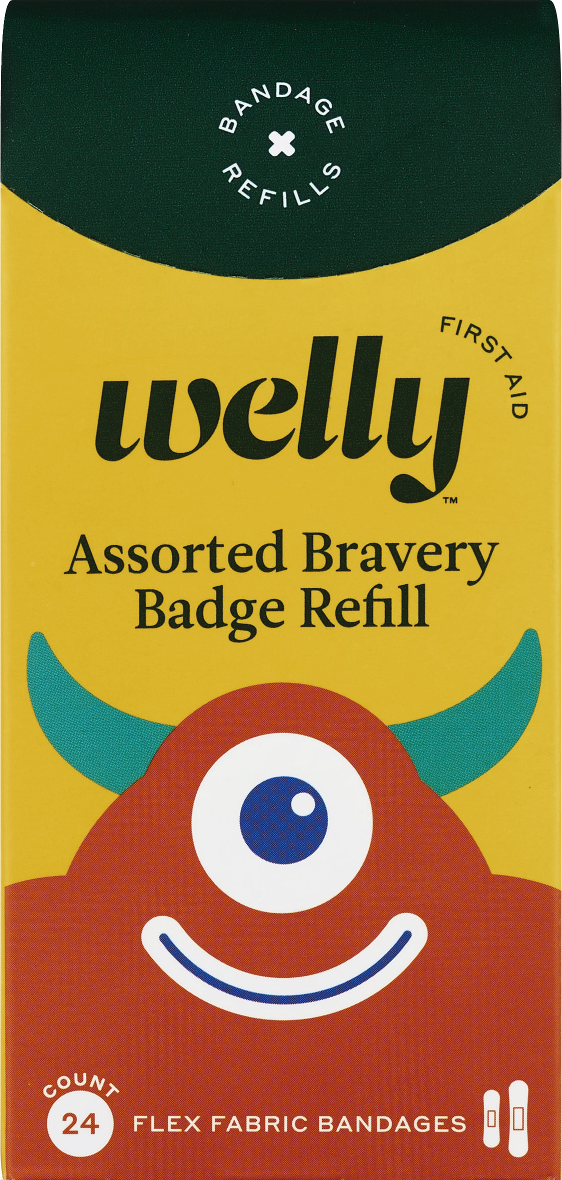 Welly Kids Monster Flex Fabric Bandage Refill Pack- 24 CT