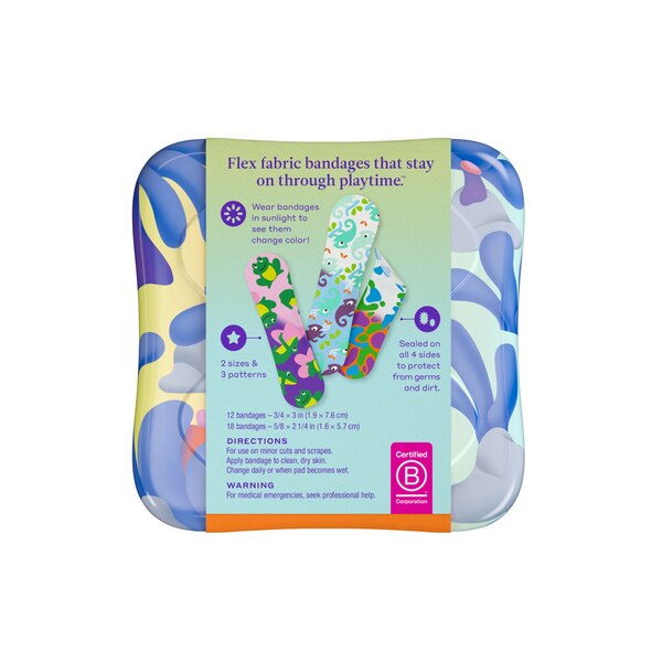 Welly Flex Fabric Bandages, Color Changing, Assorted, 30 CT