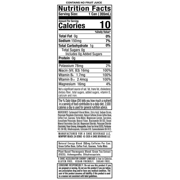 A SHOC Accelerator Smart - Bebida energética, 12 oz