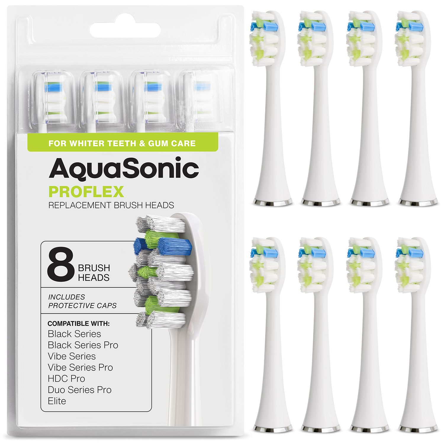 Aquasonic Elite Replacement Brush Heads, 8 CT
