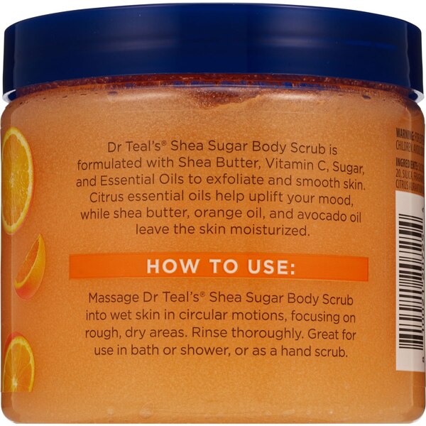 Dr Teal's Shea Sugar Body Scrub, Citrus with Essential Oils & Vitamin C, 19 OZ