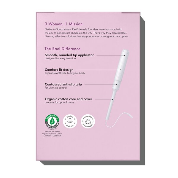 Rael Organic Cotton Tampons with BPA-Free Applicators