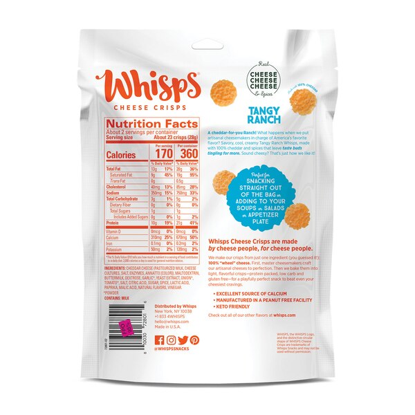 Whisps Tangy Ranch  Cheese Crisps, 2.12 oz