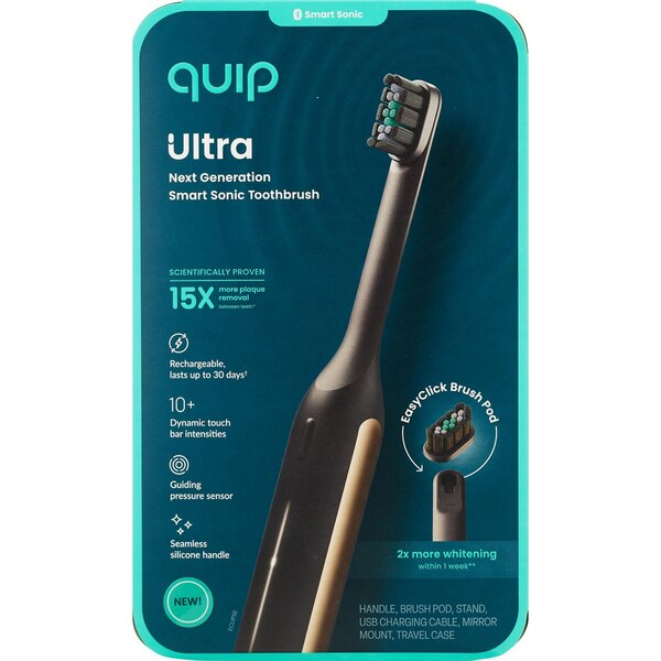Quip Ultra Smart Sonic Electric Toothbrush, Black 
