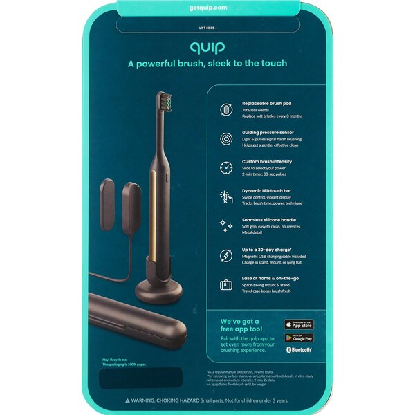 Quip Ultra Smart Sonic Electric Toothbrush, Black 