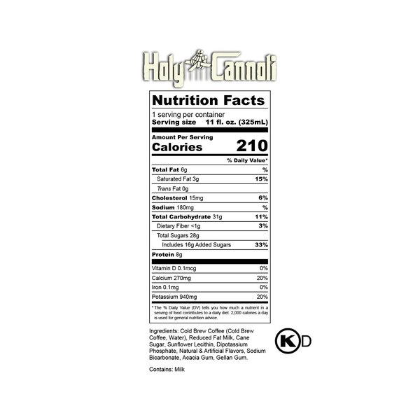 Bones Coffee, Holy Cannoli Cold Brew Latte, 11oz