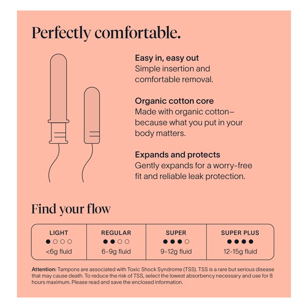 Cora The Comfort Fit Tampon, Super and Super Plus Variety Pack, 32 CT