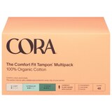Cora 100% Organic Cotton Bio PE Applicator Tampons, L/R/S, 48 CT, thumbnail image
