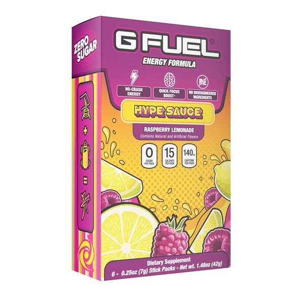 GFuel,  Hype Sauce Energy Formula Raspberry Lemonade 6 ct, 1.48 oz