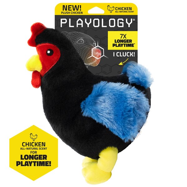 Playology Clucking Plush Chicken Dog Toy, 10.2 x 7 in