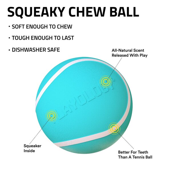 Playology Small Squeaky Chew Ball, Peanut Butter Scent, 3 ct