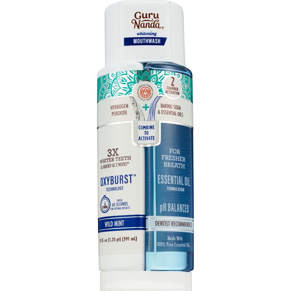 Guru Nanda Dual Barrel Whitening Mouthwash, Wild Mint, 20 OZ
