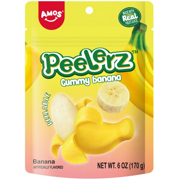 Amos, Peelerz Gummy Banana Candy, 6 Oz
