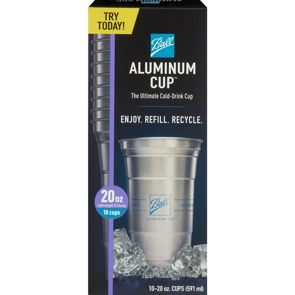 Ball Aluminum Recyclable Party Cups, 20 oz, 10 ct