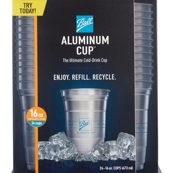 Ball Aluminum Recyclable Party Cups, 16 oz, 24 ct