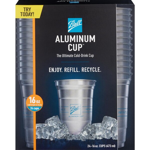 Ball Aluminum Recyclable Party Cups, 16 oz, 24 ct