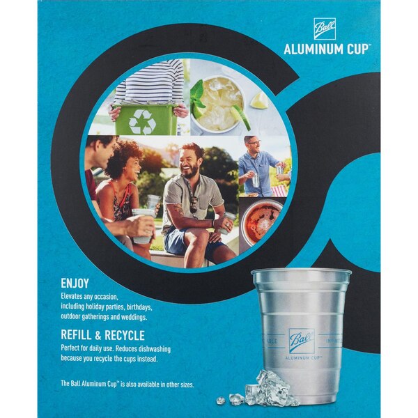 Ball Aluminum Recyclable Party Cups, 16 oz, 24 ct
