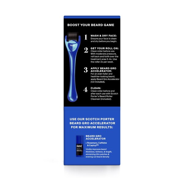 Scotch Porter Thick & Full Beard Gro Roller Kit Beard Roller Cleanser