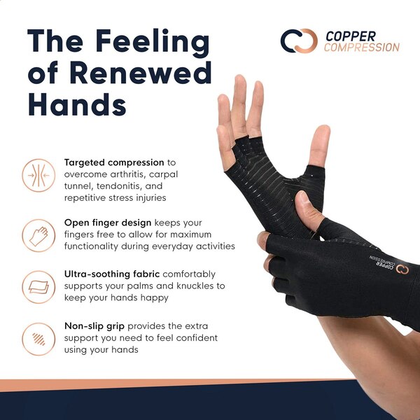 Copper Compression Half Finger Arthritis Glove