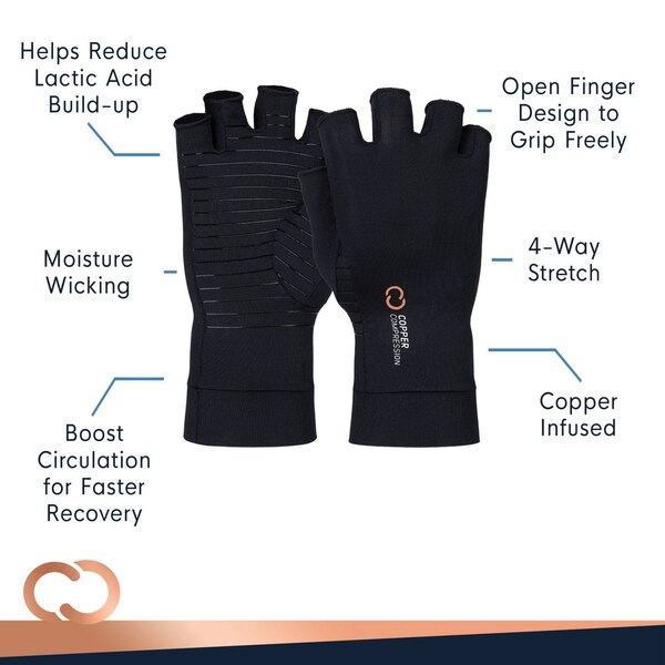 Copper Compression Half Finger Arthritis Glove