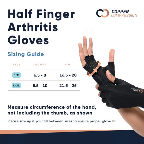 Copper Compression Half Finger Arthritis Glove